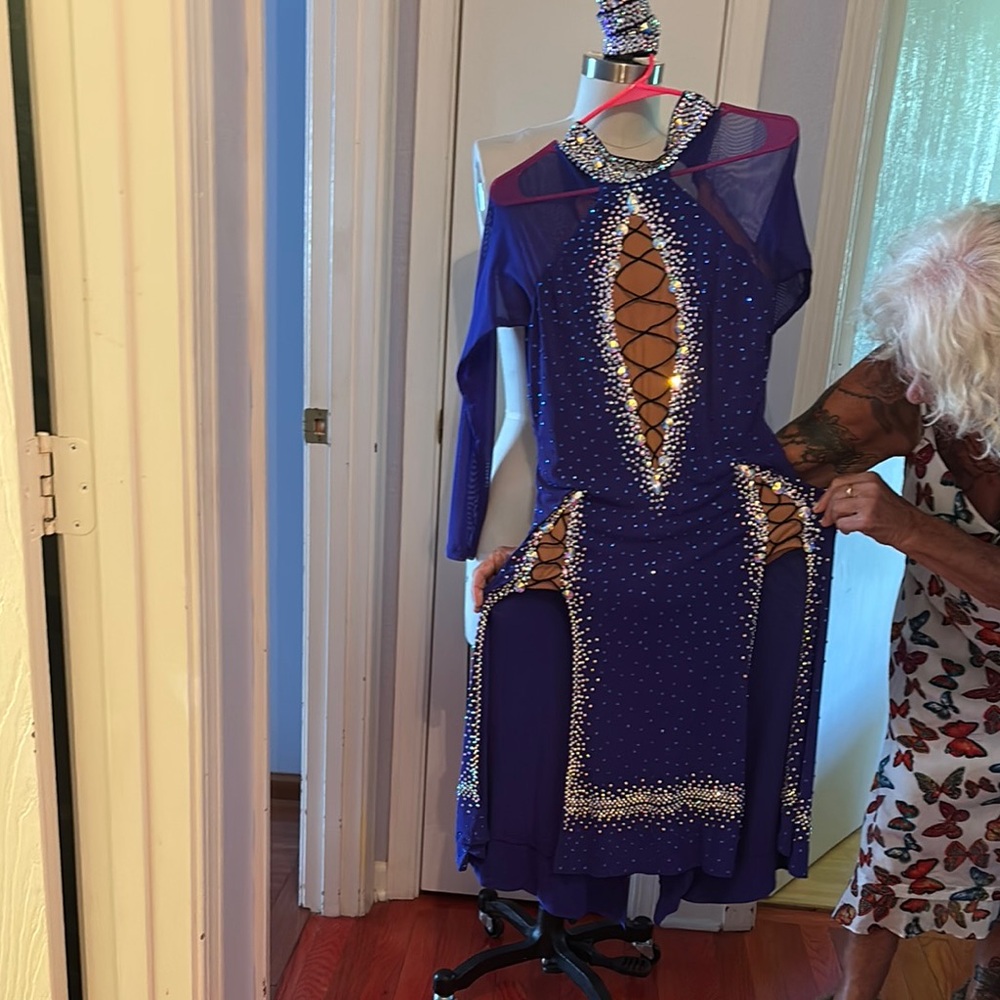 Blue and Purple Long Sleeve Bodycon Dress for Prom